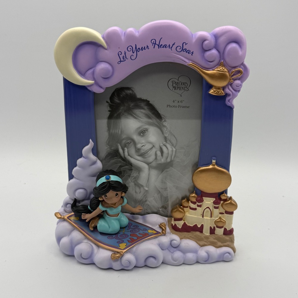 Precious Moments Photo Frame Kids 4x6 Purple Good Jasmine Aladdin Disney 232403